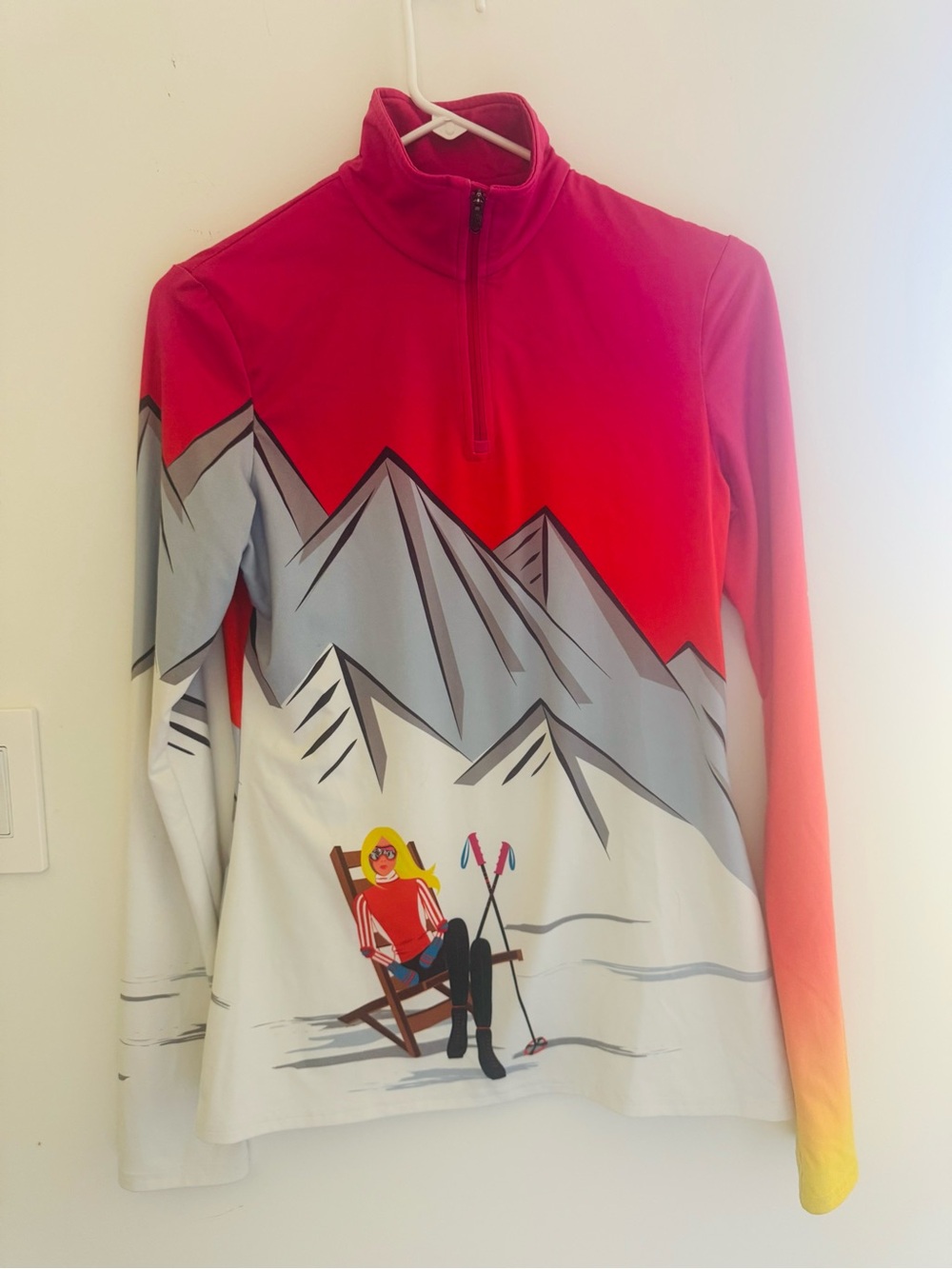 Spyder Red Graphic Mountain Ski Quarter-Zip Base Layer